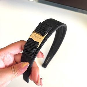 Authentic Ferragamo VARA BOW HEADBAND black/gold hairband
